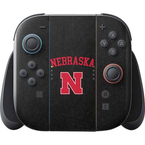 University of Nebraska Collegiate Text Black Nintendo Switch 2 (2025) with Joy-Con Skin